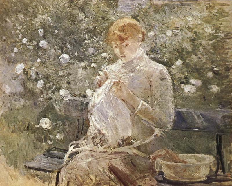 Berthe Morisot The Woman sewing at the courtyard china oil painting image